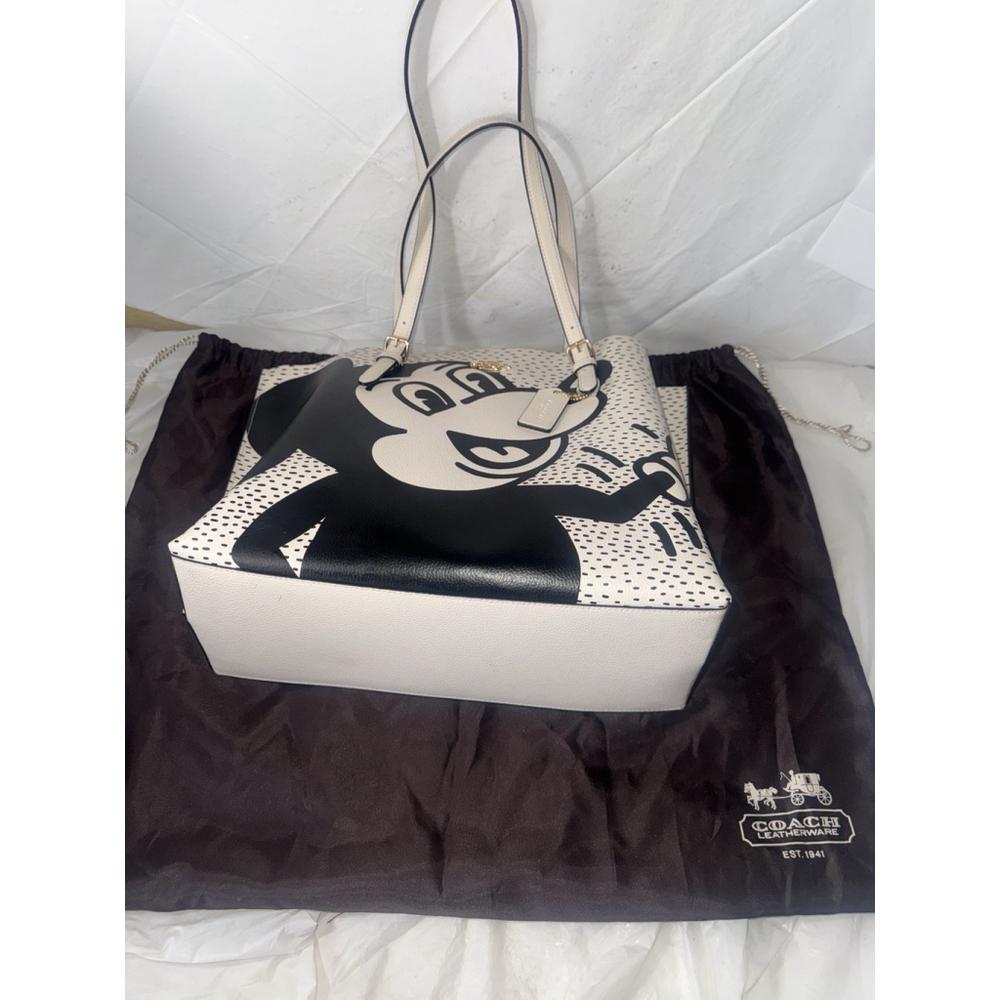 Coach C6978 Mickey Mouse X Keith Haring Mollie Large Leather Shoulder Tote Bag - Picture 15 of 16